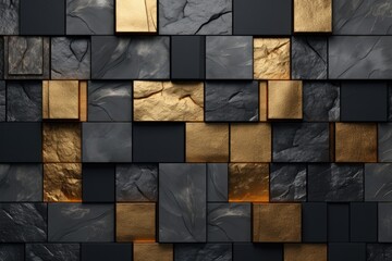 Abstract stone background in gold and black