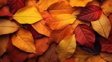 Background is filled with colorful autumn leaves.