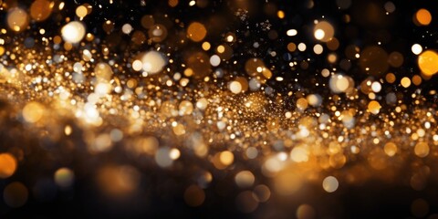 Banner with a background image of gold and black sequins - obrazy, fototapety, plakaty