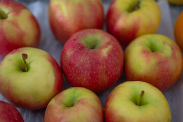 Fototapeta na wymiar Photo of apples lined up in rows