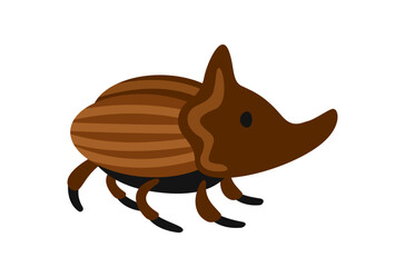 Obraz premium Cute wild insect. Sticker or icon with brown beetle and cockroach. Hand drawn bug. Design element for print. Funny garden or wild animal. Cartoon flat vector illustration isolated on white background