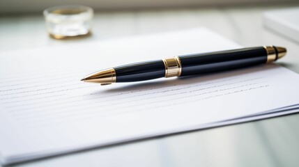 An image of a pen lying on a sheet of paper.