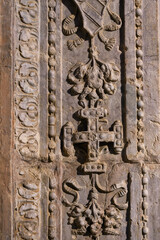 Medieval exterior architectural feature of the Santa Cruz Museum. Formerly the Hospital of Santa Cruz in Toledo, Spain
