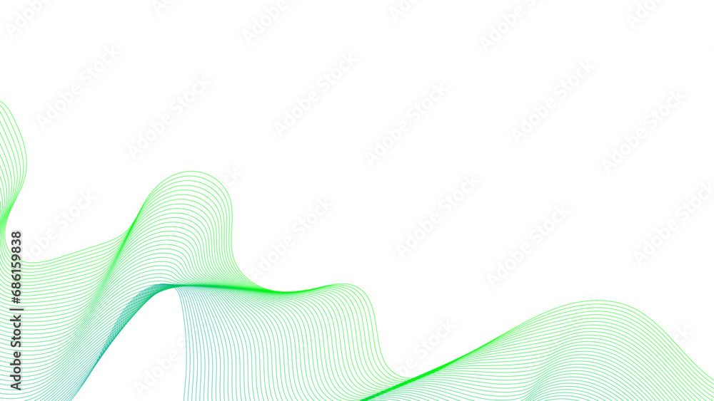 Poster abstract colorful green lines on a white background. futuristic colorful blend wave lines on transpa