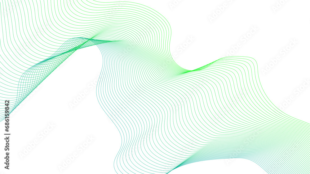 Poster abstract colorful green lines on a white background. futuristic colorful blend wave lines on transpa