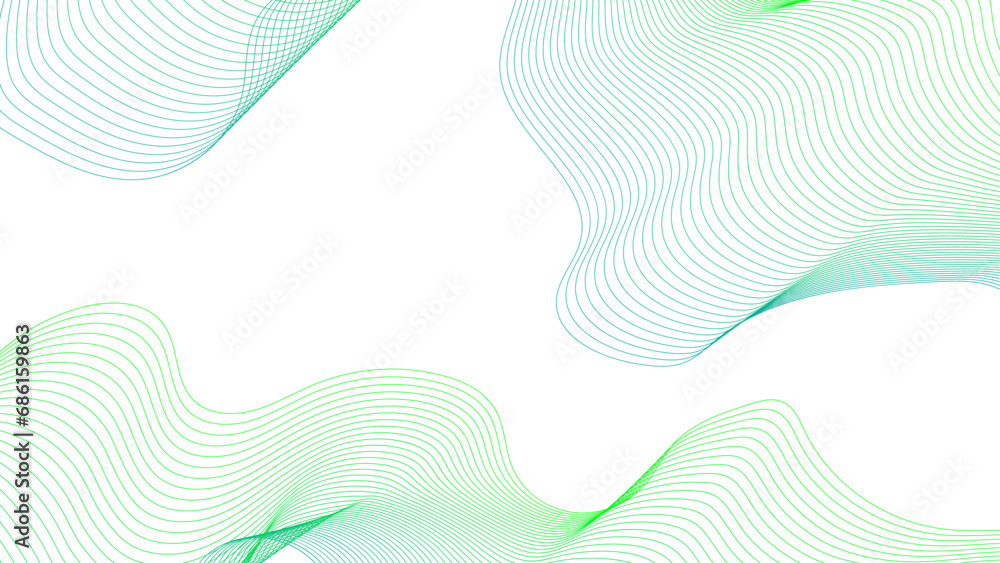 Poster abstract colorful green lines on a white background. futuristic colorful blend wave lines on transpa