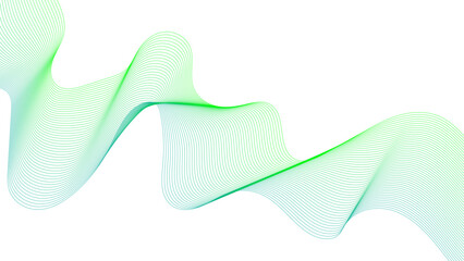 Abstract colorful green lines on a white background. Futuristic colorful blend wave lines on transparent background. Modern colorful flowing wave lines and glowing moving lines.	