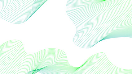 Abstract colorful green lines on a white background. Futuristic colorful blend wave lines on transparent background. Modern colorful flowing wave lines and glowing moving lines.	