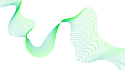 Abstract colorful green lines on a white background. Futuristic colorful blend wave lines on transparent background. Modern colorful flowing wave lines and glowing moving lines.	