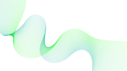 Abstract colorful green lines on a white background. Futuristic colorful blend wave lines on transparent background. Modern colorful flowing wave lines and glowing moving lines.	