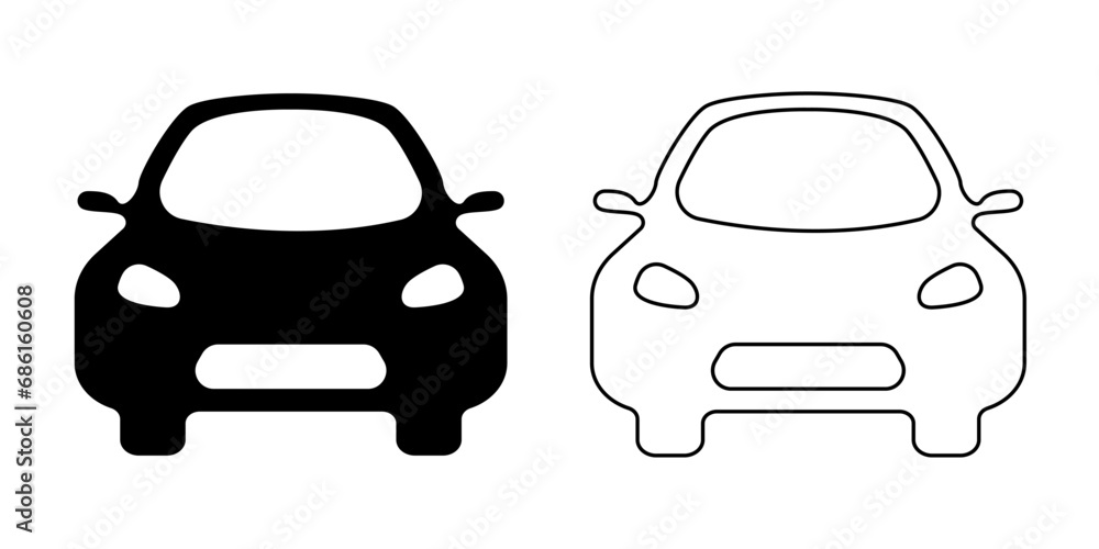 Wall mural car black vector icon. outline car vector icons. vehicle on a white background flat icon. car shape 