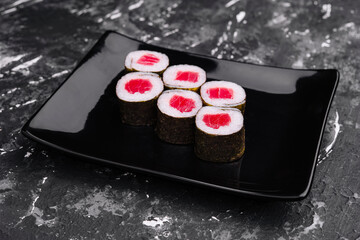 sushi maki rolls with tuna inside