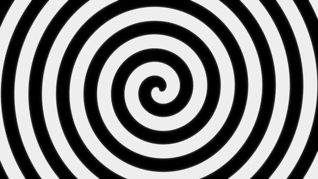 Black and white hypnotic spiral design with swirling circles