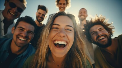 Obraz premium Happy people, happy group. Smiling face happy individual, friend, or team concept