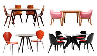 Set of designer tables with chairs, cut out