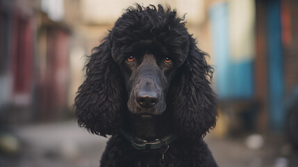 Black Standard Poodle face (Pudel or Caniche), AI Generated - 686162850