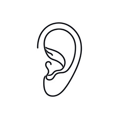 vector illustration in flat black and white style ear drawn with a continuous line