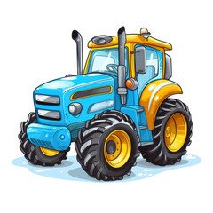 Obraz premium Drawing of Winter tractor on white background