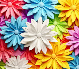 3D Colorful Rainbow Flowers Pattern Background