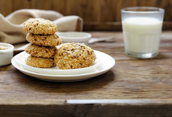 cereal biscuits with seeds of flax and sunflower