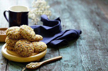 cereal biscuits with seeds of flax and sunflower
