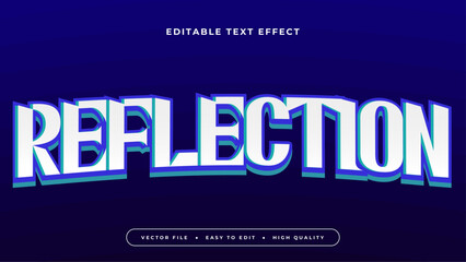 Editable text effect. White reflection text on dark blue background.