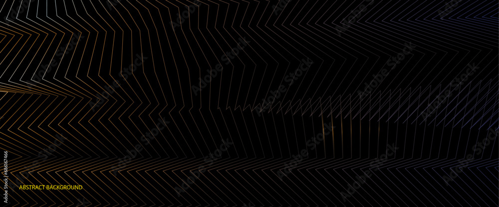 Aufkleber Vector wave lines pattern smooth curve flowing dynamic light isolated on black background,	