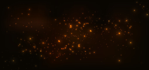 Glowing dot gold lighting effect sparkle on dark brown background.