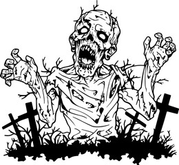 Halloween Zombie in Cemetery