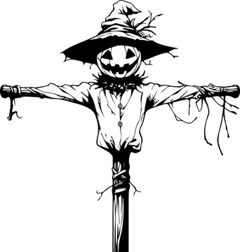 Scarecrow Halloween Vintage Sketch