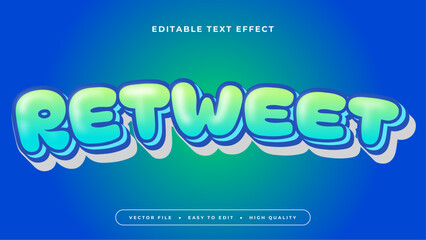 Editable text effect. Gradient green retweet text on blue background.