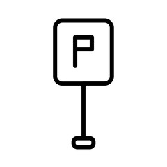 City Parking Sign Outline Icon