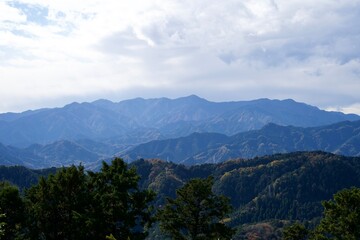 Scenery of Mt. Takao mountains in autumn