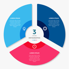 Circle chart infographic template with 3 options  for presentations, advertising, layouts, annual reports