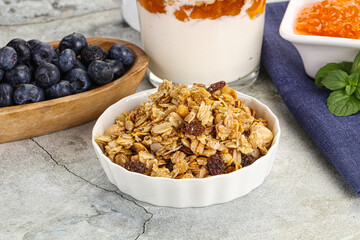 Granola museli cereal for breakfast