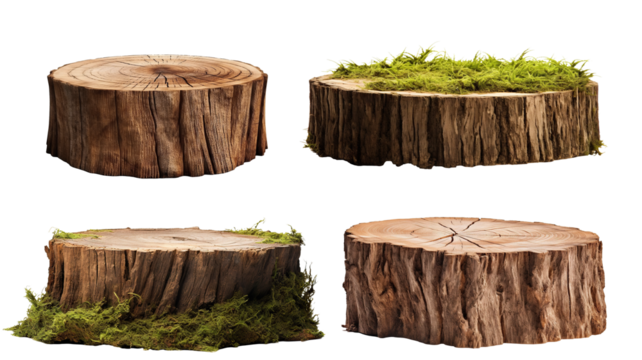 Set of tree stumps, cut out