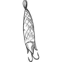 fishing hook handdrawn illustration