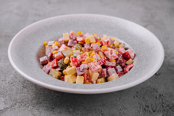 corn salad with peppers and cucumbers