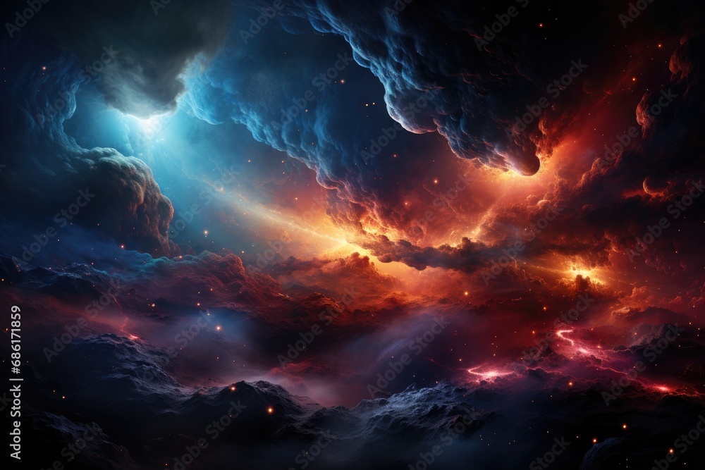 Canvas Prints endless universe with stars and spiral galaxy in outer dark space