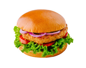 hamburger with juicy chicken burger isolated on white
