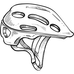 bicycle sports helmet handdrawn illustration
