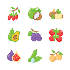 Well designed fruits and vegetables vectors set, healthy and organic food