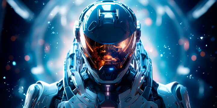 programmer in a space-age suit, symbolizing the future of coding in space technology.