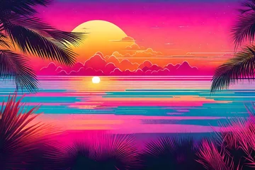 Photo sur Plexiglas Roze tropical sunset with trees