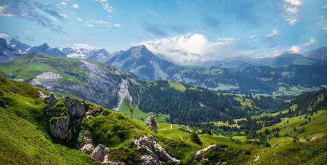 Fototapeta na wymiar Mountain landscape panorama in Switzerland