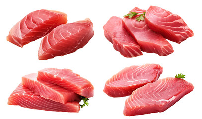 Set of delicious tuna sashimi, cut out - obrazy, fototapety, plakaty