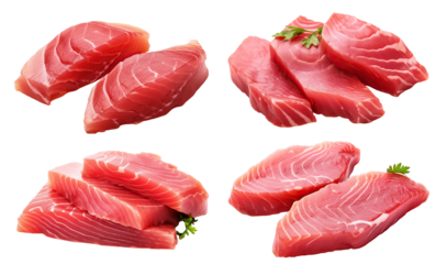 Set of delicious tuna sashimi, cut out