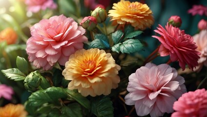 Colorful Blossoming Flowers Close-up with Freshness and Fragility
