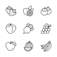 Fruit and vegetable icons set in modern style, ready to use vector