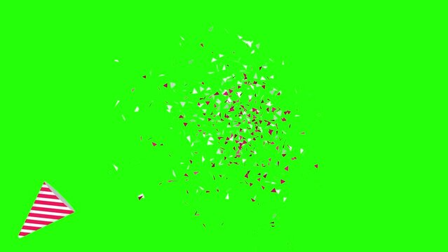 Party popper animation. Animated colorful confetti explosion.